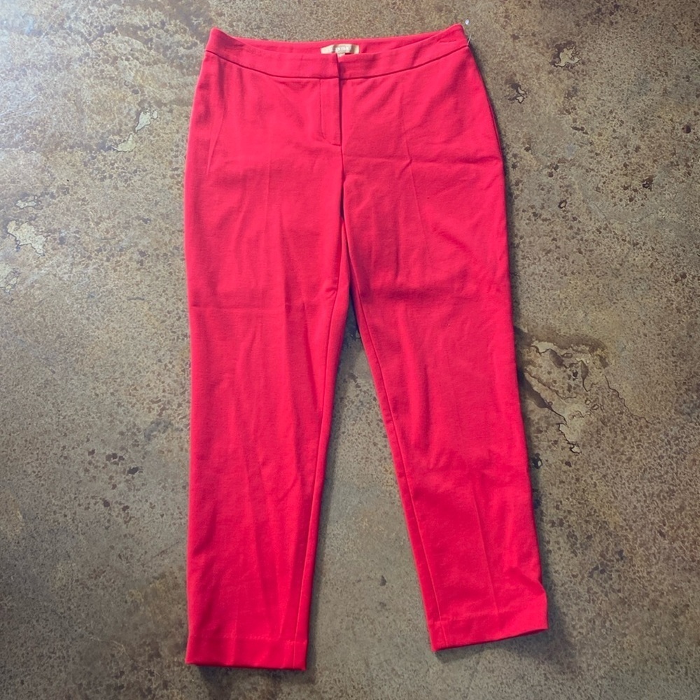 Ellen Tracy red knit flat front cropped ankle straight leg dress pants slacks